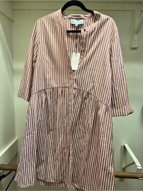 Tuckernuck Striped Button-Up Shirt in Dusty Rose & White